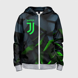 Толстовка на молнии детская Juventus black green logo, цвет: 3D-меланж