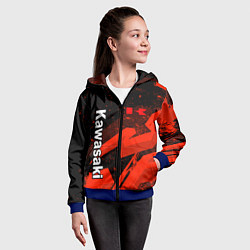 Толстовка на молнии детская Кавасаки - красные брызги, цвет: 3D-синий — фото 2