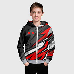 Толстовка на молнии детская Kawasaki - red uniform, цвет: 3D-меланж — фото 2