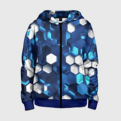 Детская толстовка на молнии Cyber hexagon Blue