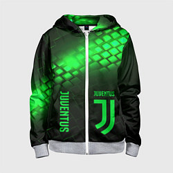 Детская толстовка на молнии Juventus green logo neon