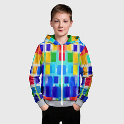 Толстовка на молнии детская Colorful strips - pop art - vogue, цвет: 3D-меланж — фото 2