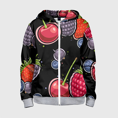 Детская толстовка на молнии Плоды и ягоды / 3D-Меланж – фото 1