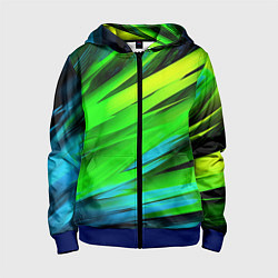 Толстовка на молнии детская Green abstract, цвет: 3D-синий