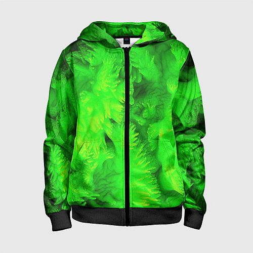 Детская толстовка на молнии Green abstract texture / 3D-Черный – фото 1