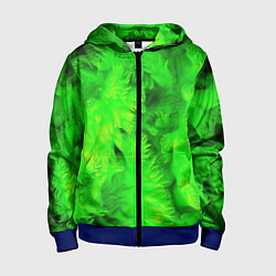 Толстовка на молнии детская Green abstract texture, цвет: 3D-синий