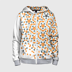 Толстовка на молнии детская Плитки Пенроуза в оранжево серой палитре, цвет: 3D-меланж