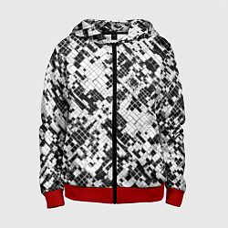 Толстовка на молнии детская Чёрно-белая сеть, цвет: 3D-красный