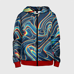 Толстовка на молнии детская Abstract waves, цвет: 3D-красный