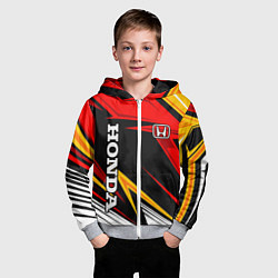 Толстовка на молнии детская Honda - красный и оранжевый, цвет: 3D-меланж — фото 2