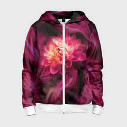 Детская толстовка на молнии Розовый цветок в огне - нейросеть