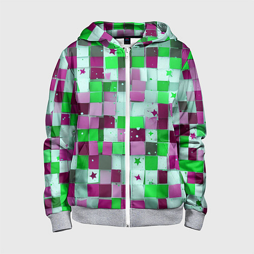 Детская толстовка на молнии Ретро Квадраты / 3D-Меланж – фото 1