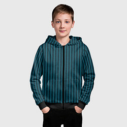 Толстовка на молнии детская Текстурные полосы бирюзовый, цвет: 3D-черный — фото 2