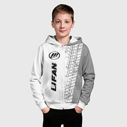 Толстовка на молнии детская Lifan speed на светлом фоне со следами шин: по-вер, цвет: 3D-белый — фото 2