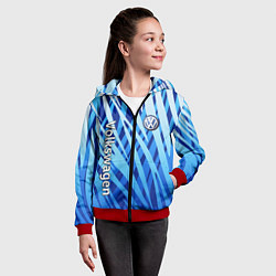 Толстовка на молнии детская Volkswagen - синий камуфляж, цвет: 3D-красный — фото 2