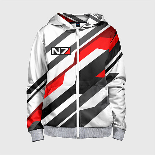 Детская толстовка на молнии Mass effect - white uniform n7 / 3D-Меланж – фото 1