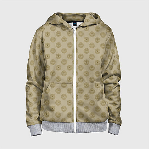 Детская толстовка на молнии Паттерн глаз с растительным орнаментом на бежевом / 3D-Меланж – фото 1