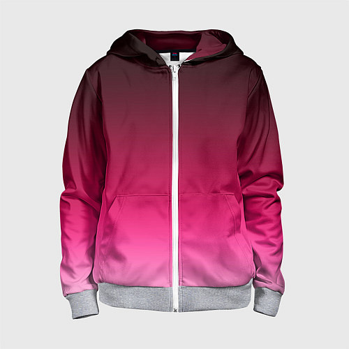 Детская толстовка на молнии Розово-малиновый градиент / 3D-Меланж – фото 1