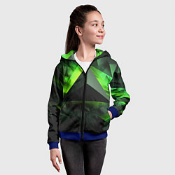 Толстовка на молнии детская Зеленые треугольники, цвет: 3D-синий — фото 2
