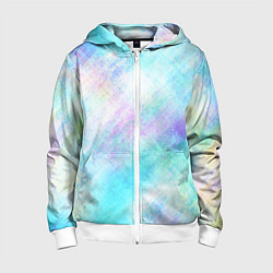 Толстовка на молнии детская Голографический перламутр, цвет: 3D-белый