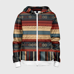 Детская толстовка на молнии Этнический принт в полоску