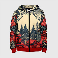 Детская толстовка на молнии Новогодний лес