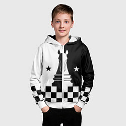 Толстовка на молнии детская Шахматный конь, цвет: 3D-белый — фото 2