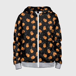 Детская толстовка на молнии Мини капибары в космосе