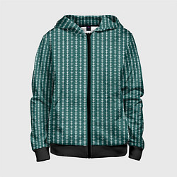 Детская толстовка на молнии Зелёно-морской в полоску