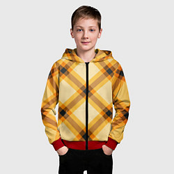 Толстовка на молнии детская Желтая шотландская клетка, цвет: 3D-красный — фото 2