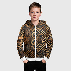 Толстовка на молнии детская Асимметричный узор в викингском стиле, цвет: 3D-белый — фото 2