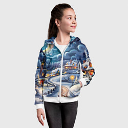 Толстовка на молнии детская Новогоднее настроение, цвет: 3D-белый — фото 2