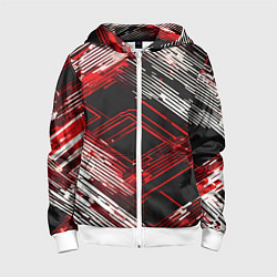 Детская толстовка на молнии Киберпанк линии белые и красные