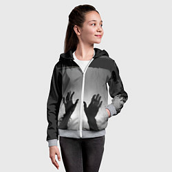 Толстовка на молнии детская Руки зомби в ночном тумане, цвет: 3D-меланж — фото 2