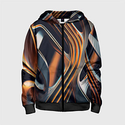 Детская толстовка на молнии Слияние красок оранжевого и чёрного абстракция
