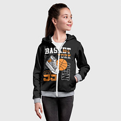Толстовка на молнии детская Basketball New York, цвет: 3D-меланж — фото 2