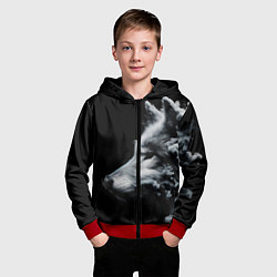 Толстовка на молнии детская Дымный волк, цвет: 3D-красный — фото 2