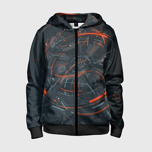 Детская толстовка на молнии Часовой механизм киберпанк / 3D-Черный – фото 1