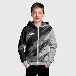 Толстовка на молнии детская N7 - mass effect monochrome, цвет: 3D-меланж — фото 2