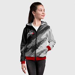 Толстовка на молнии детская N7 - mass effect monochrome, цвет: 3D-красный — фото 2