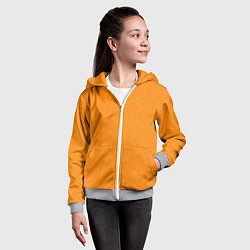 Толстовка на молнии детская Жёлто-оранжевый текстура однотонный, цвет: 3D-меланж — фото 2