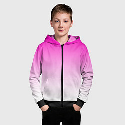 Толстовка на молнии детская Розово-белый градиент, цвет: 3D-черный — фото 2