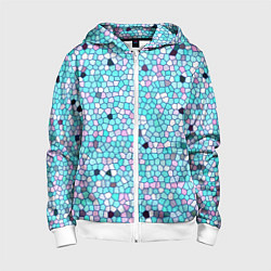 Детская толстовка на молнии Мозаика розово-голубая