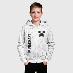 Толстовка на молнии детская Minecraft glitch на светлом фоне вертикально, цвет: 3D-белый — фото 2