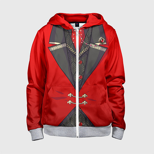 Детская толстовка на молнии Алый фрак / 3D-Меланж – фото 1