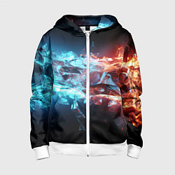 Детская толстовка на молнии Лед и пламя абстракция