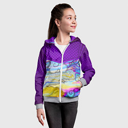 Толстовка на молнии детская Облака и спирали, цвет: 3D-меланж — фото 2