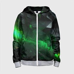 Детская толстовка на молнии Асимметрия зеленого узора