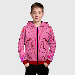 Толстовка на молнии детская Плавные линии на розовом фоне, цвет: 3D-красный — фото 2
