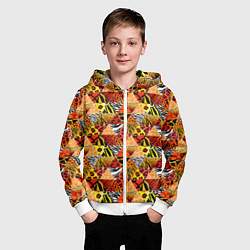 Толстовка на молнии детская Лоскутные треугольники, цвет: 3D-белый — фото 2